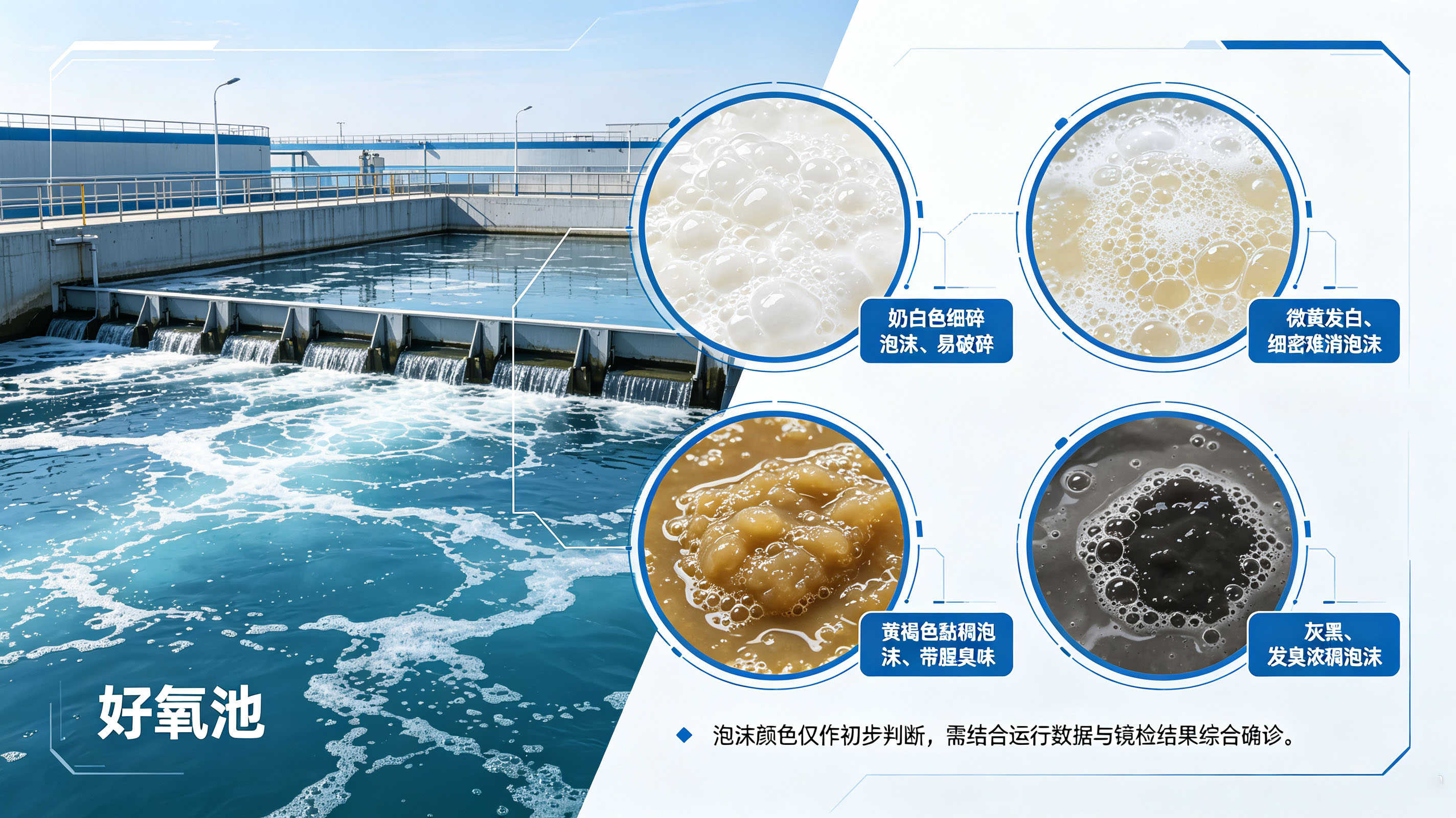 好氧池的四種泡沫對比圖